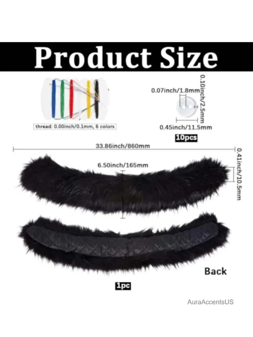Faux Fur Collar Scarf Wrap Detachable Hood Trim Winter Coat Accessory